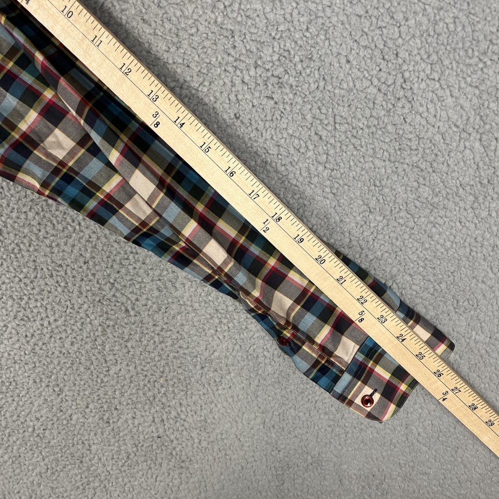 Hammer Made Dress Shirt Mens size 16.5 Multicolor Plaid Flip Cuff Colorful - Picture 13 of 13